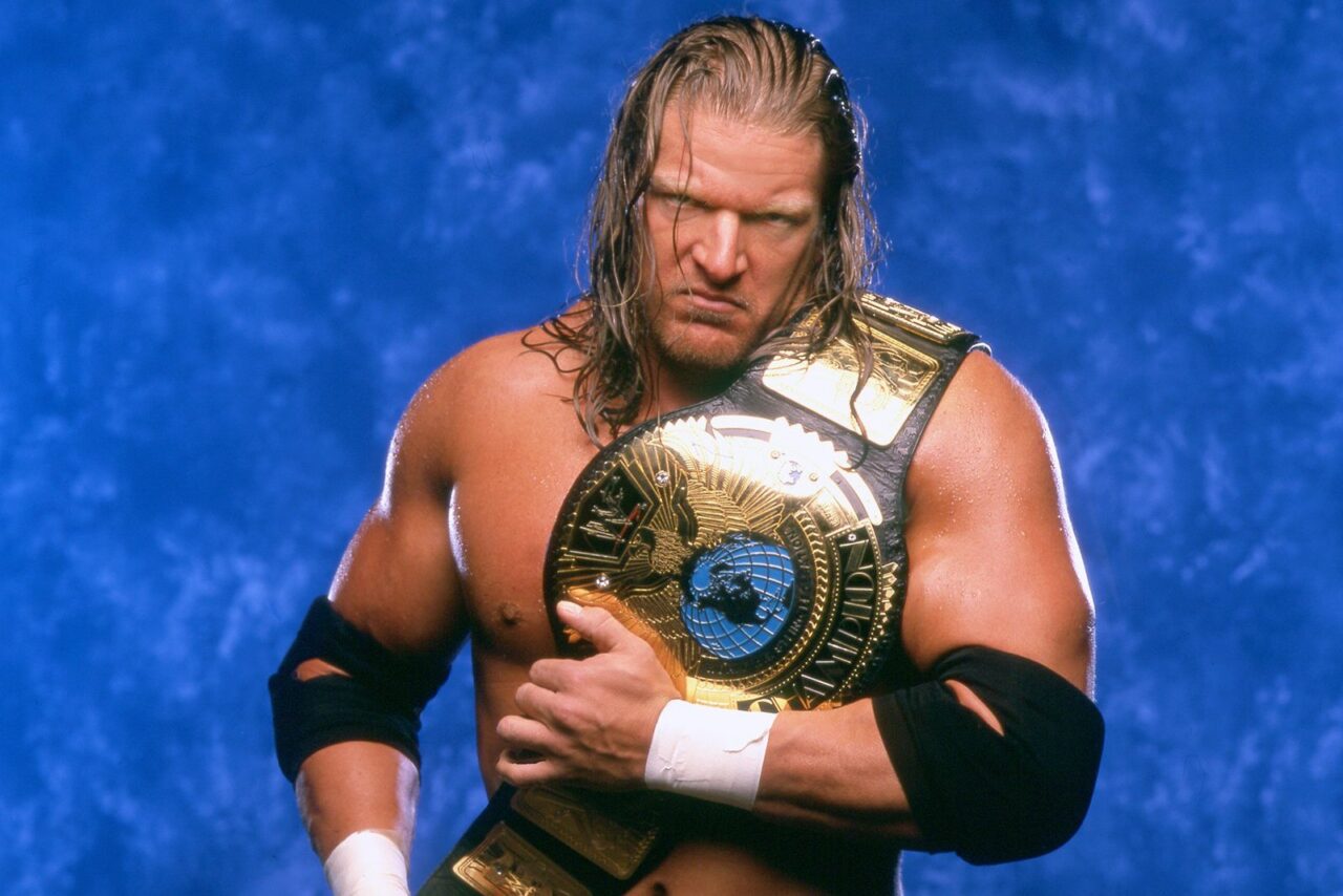 WWE Triple H Holding WWF Championship