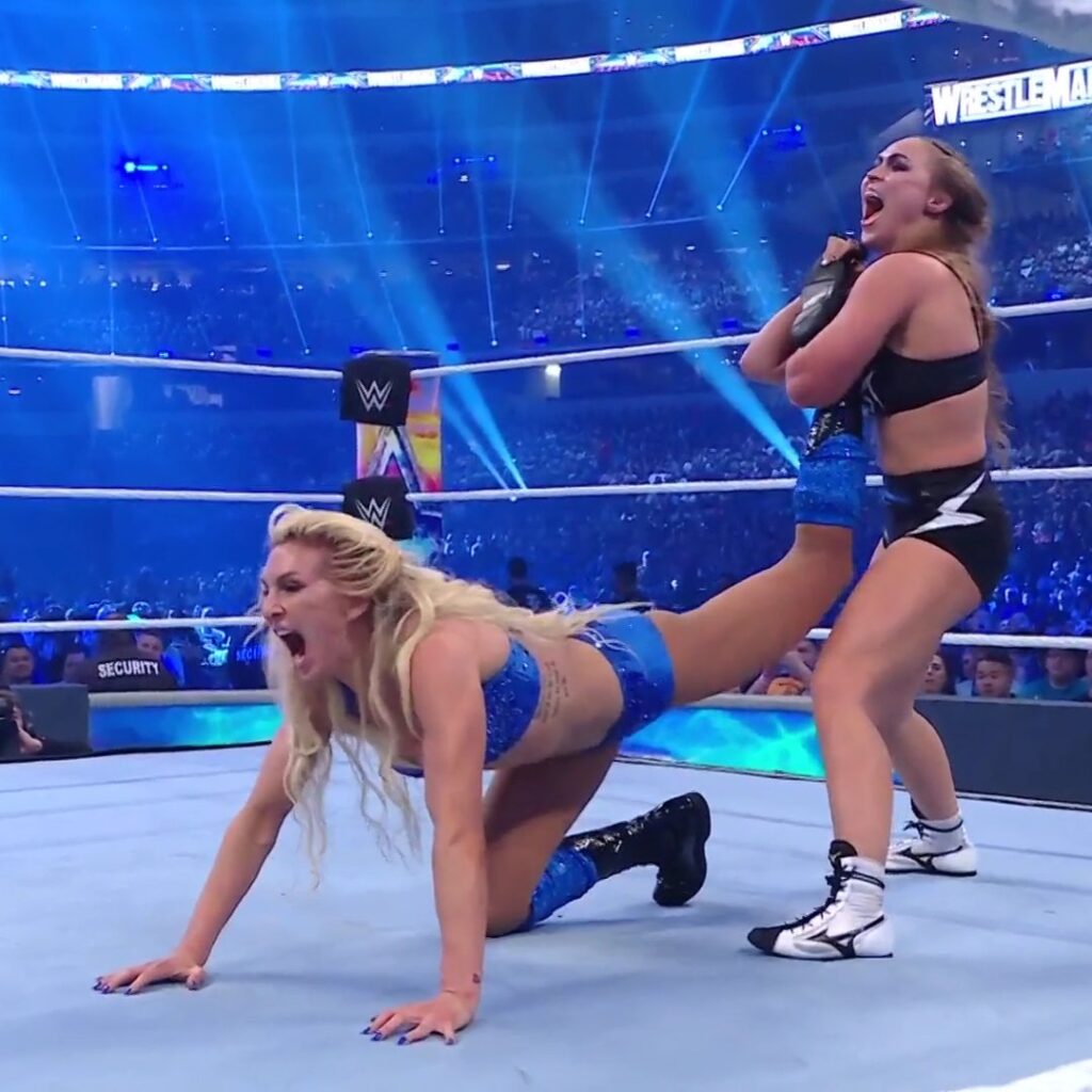 WWE WrestleMania 38 Charlotte Flair Ronda Rousey Ankle Lock