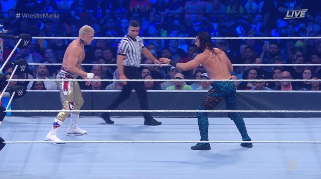 WWE WrestleMania 38 Cody Rhodes Seth Rollins In Ring