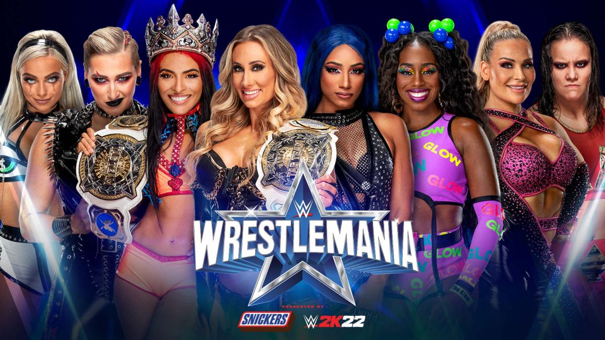 WWE WrestleMania 38 Queen Zelina Carmella Sasha Banks Naomi Rhea Ripley Liv Morgan Natalya Shayna Baszler