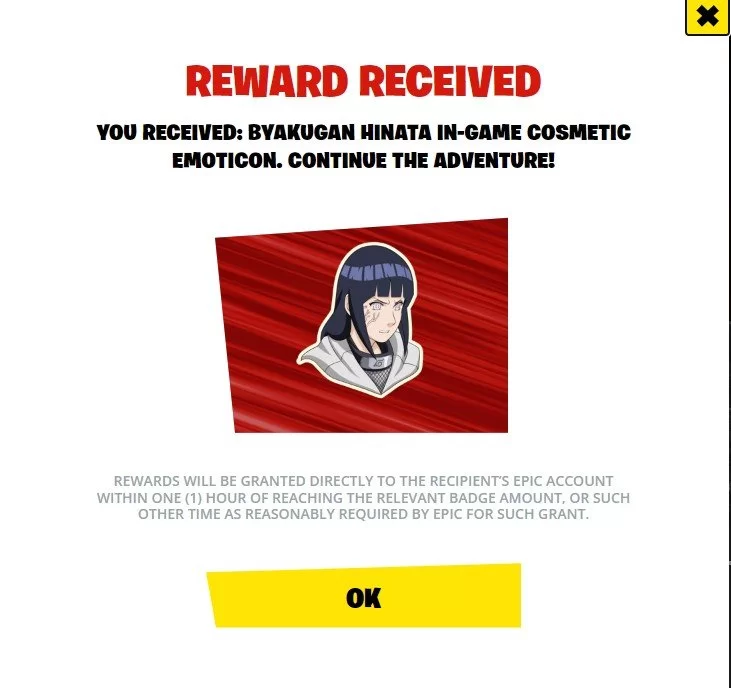 Fortnite Naruto Nindo Reward Received