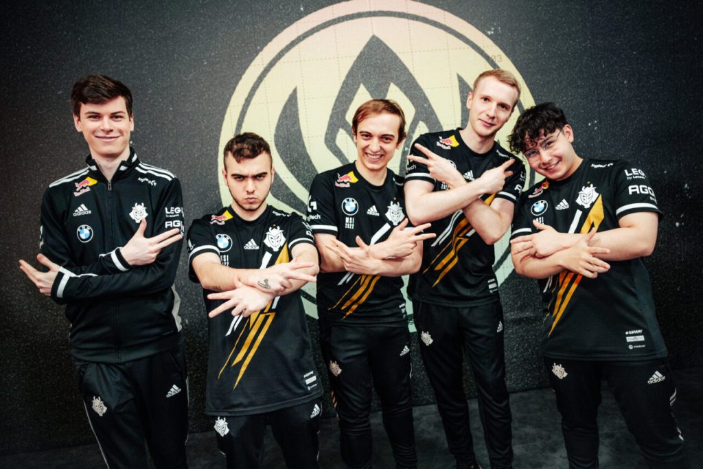 G2 Esports League Of Legends Team Posing Backstage At MSI 2022.