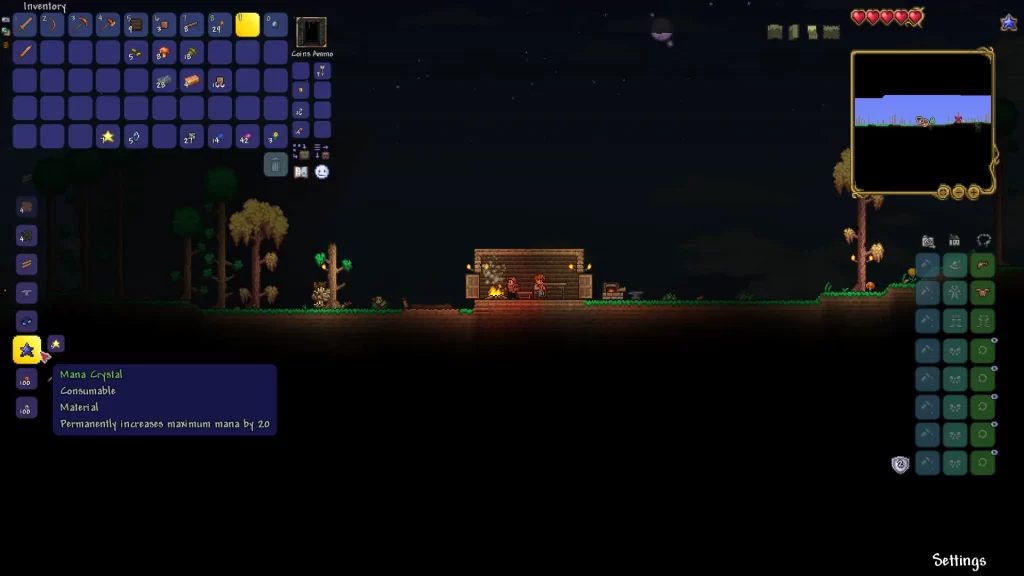 crafting a mana crystal in terraria