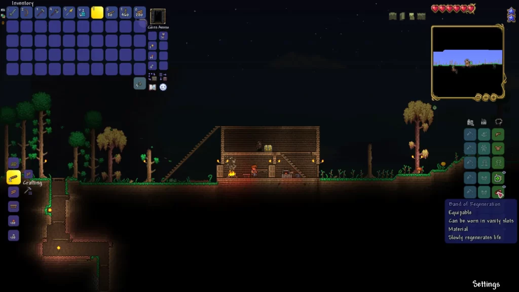 equipping an accessory by putting it into a slot in terraria