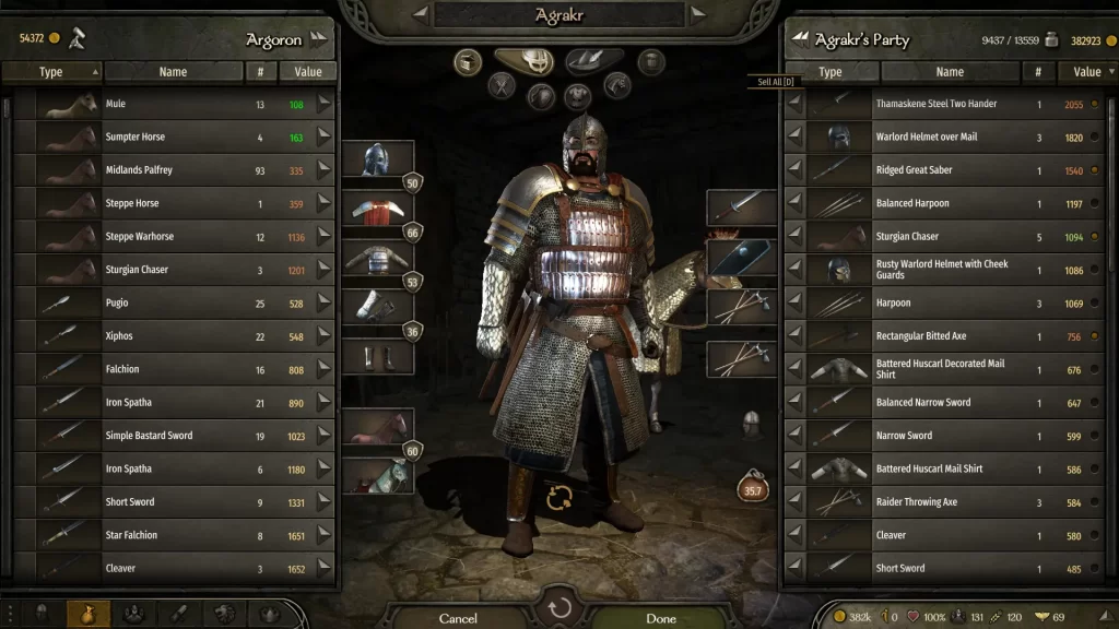 selling all button in bannerlord