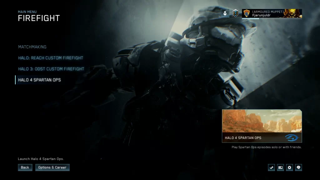 the firefight screen in halo master chief collection with halo 4 spartans op