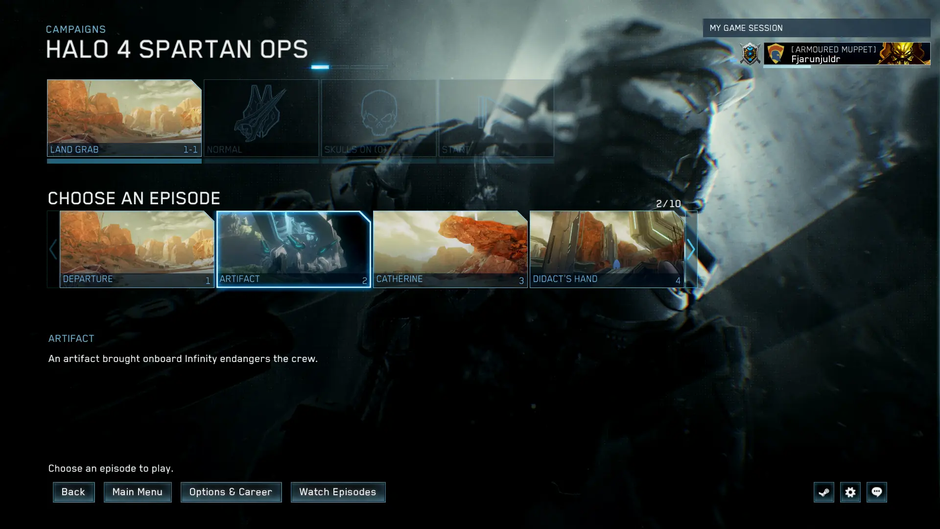 the halo 4 spartan ops screen in master chief collection