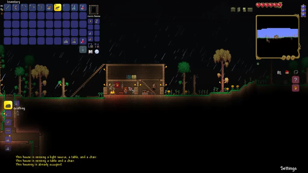 using the house validity checker in terraria which displays what a house is missing