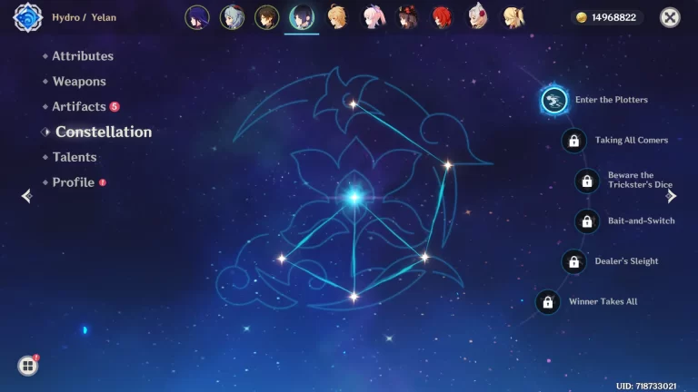 Genshin Impact 2.7: Yelan release day constellations
