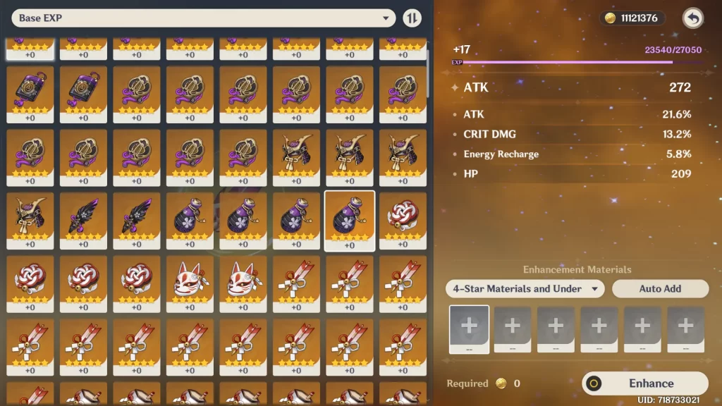 5-star artifacts as consumables in Genshin Impact