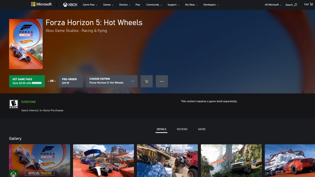 Forza Horizon 5 Hot Wheels Xbox store