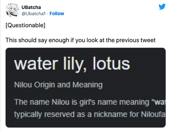 Genshin Impact Nilou means Lotus, Water Lily