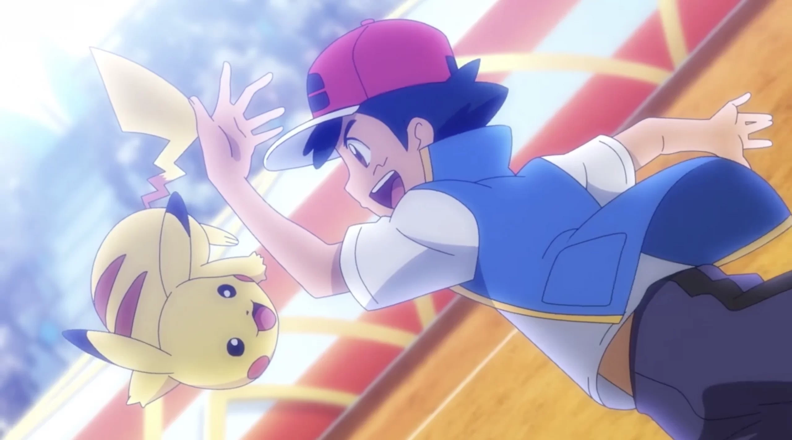 Pikachu and ash celebrating, how to play with your buddy in Pokemon Go guide header