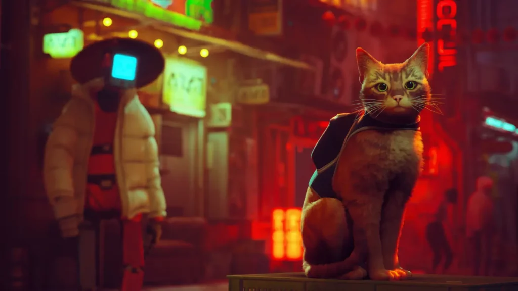 Stray, featuring the player as a cat. You can play Stray for free on Day one via PS PLUS