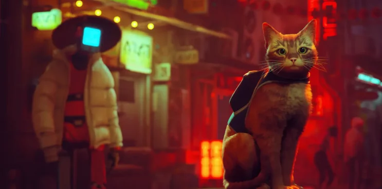 Stray, featuring the player as a cat. You can play Stray for free on Day one via PS PLUS