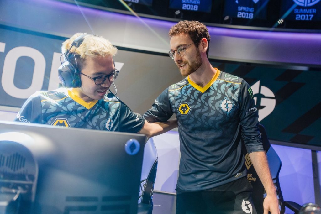 EG Danny and Vulcan on-stage during the LCS 2022 Summer Split
