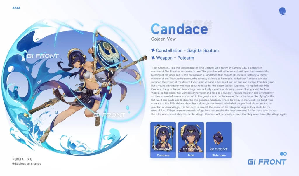 Beta 3.1 Candace details showcase from GI Front
