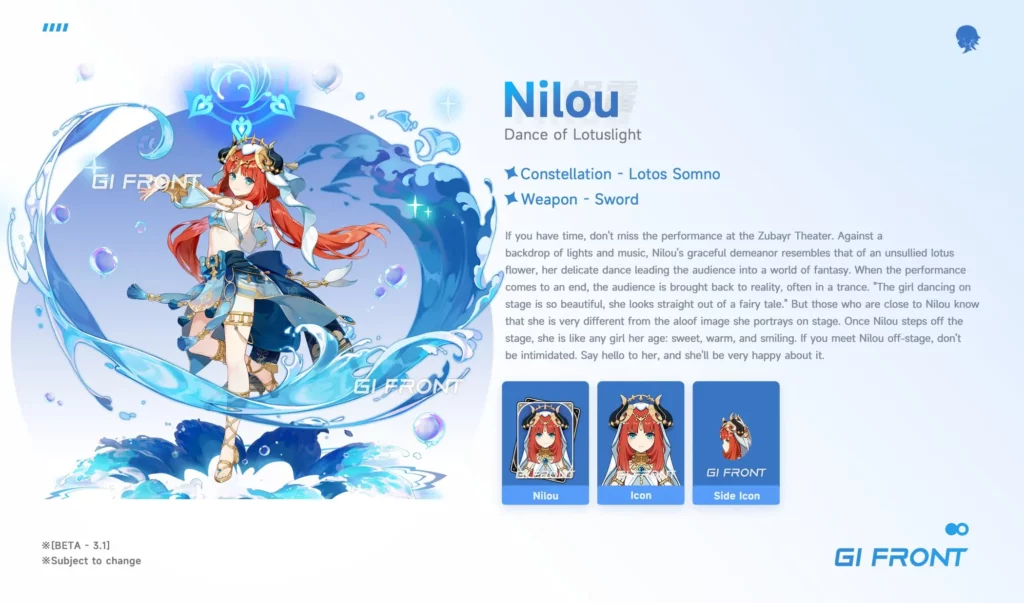 Nilou 3.1 beta details showcase from GI front