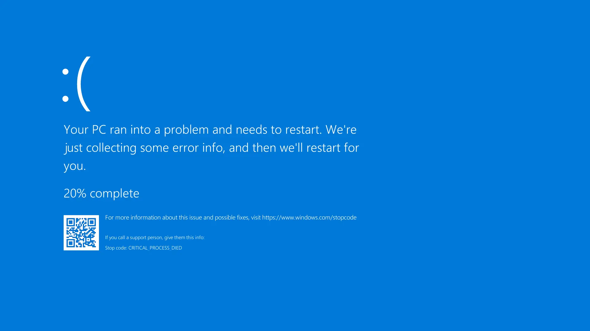 Windows 10 fatal error message