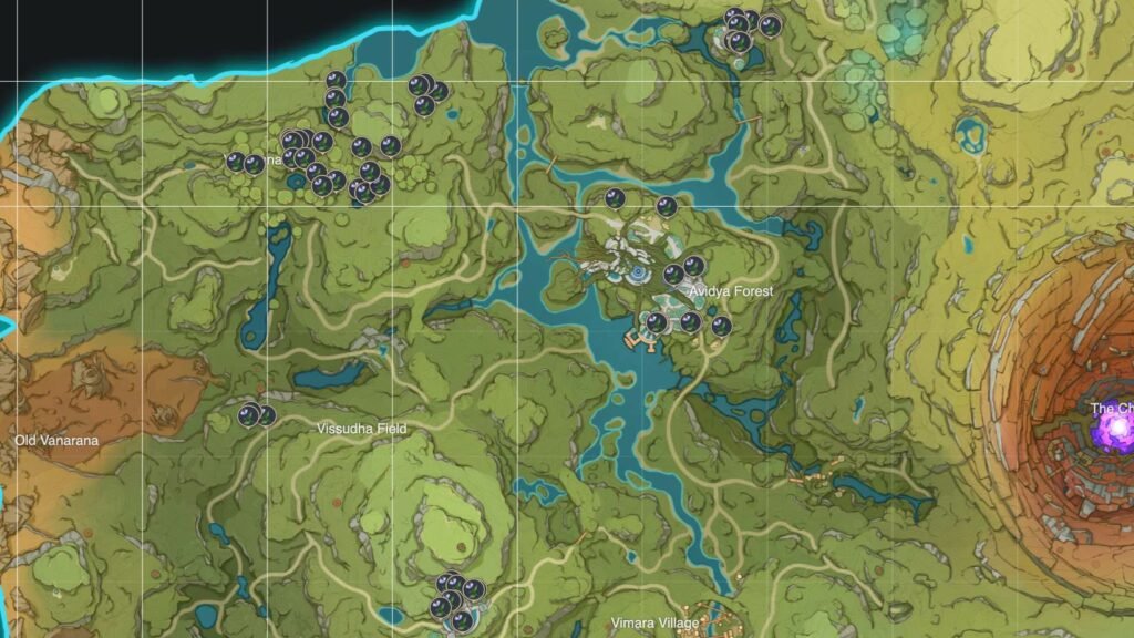Genshin Impact - Nilou's Ascension Materials - Padisarah locations on the map