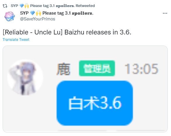 Genshin Impact - Leaker reveals Bhaizu and Yaoyao release - Bhaizu release date