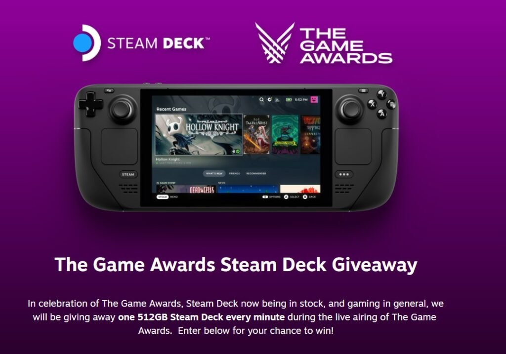 The Game Awards Steam Deck Giveaway