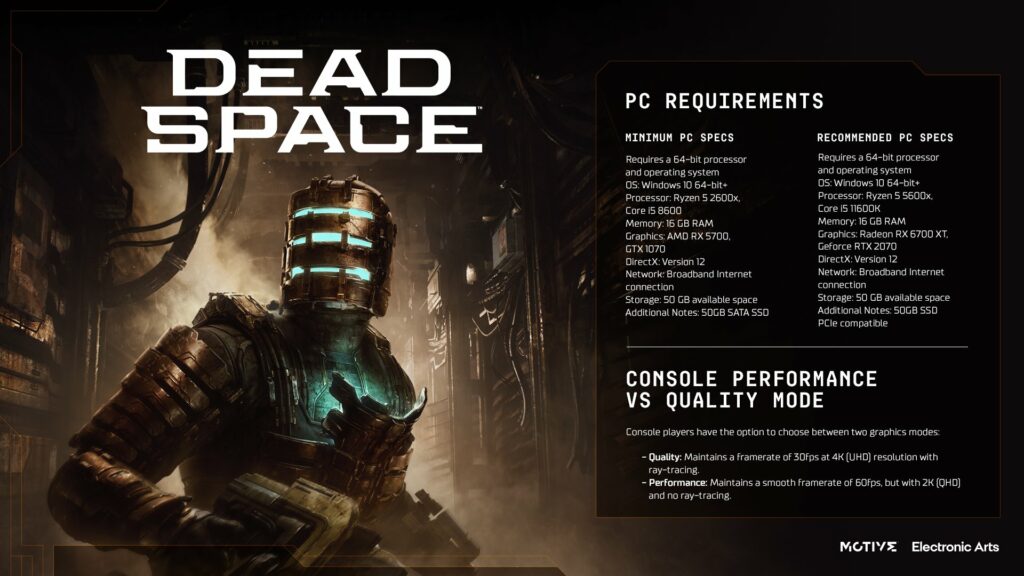 Dead Space Remake PC Requirements