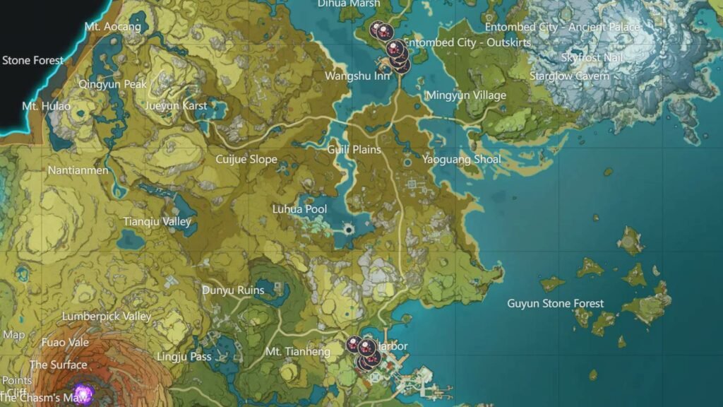 Genshin Impact - Hu Tao's Ascension Materials - Silk Flower Map Locations