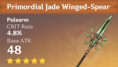Genshin Impact - Primordial Jade Winged-Spear - Stats