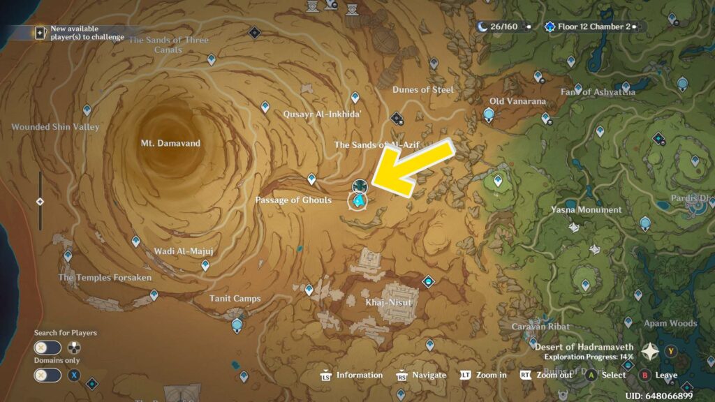 Genshin Impact - Setekh Wenut map location