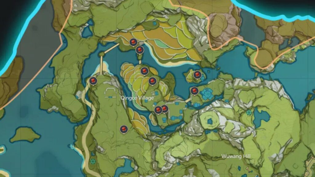 Genshin Impact - Where to find Jueyun Chili - Qingce Village Map