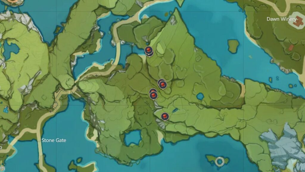 Genshin Impact - Where to find Jueyun Chili - Stone Gate Map