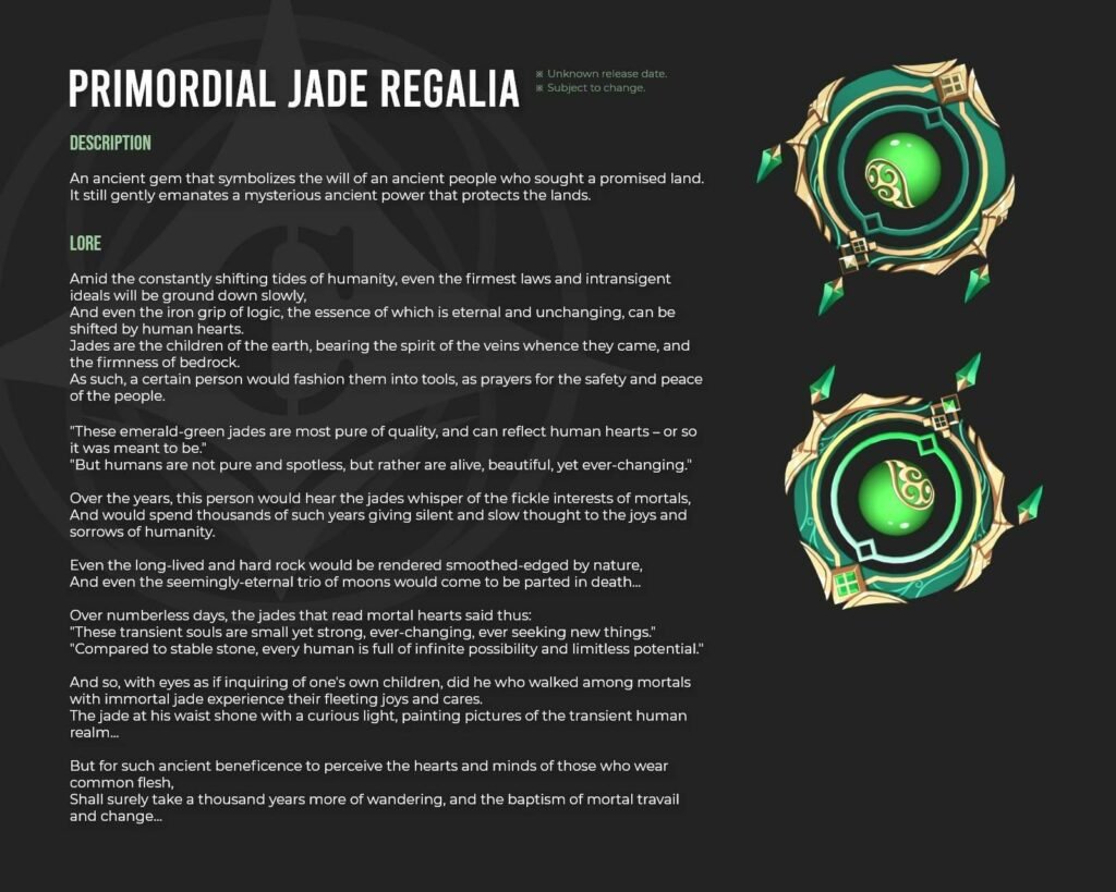 Genshin Impact Leaks - Primordial Jade Regalia Lore - Baizhu signature weapon