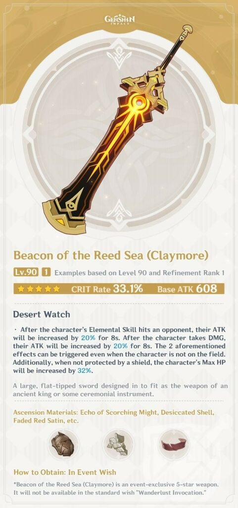 Genshin Impact - New weapons in Version 3.5 - Beacon of the Reed Sea