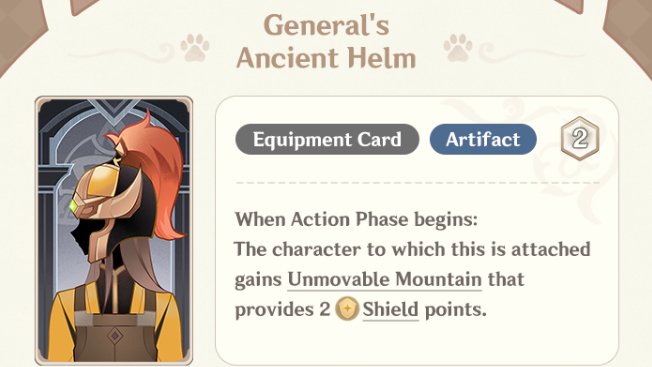 Genshin Impact to add more TCG cards in Version 3.5 - General's Ancient Helm