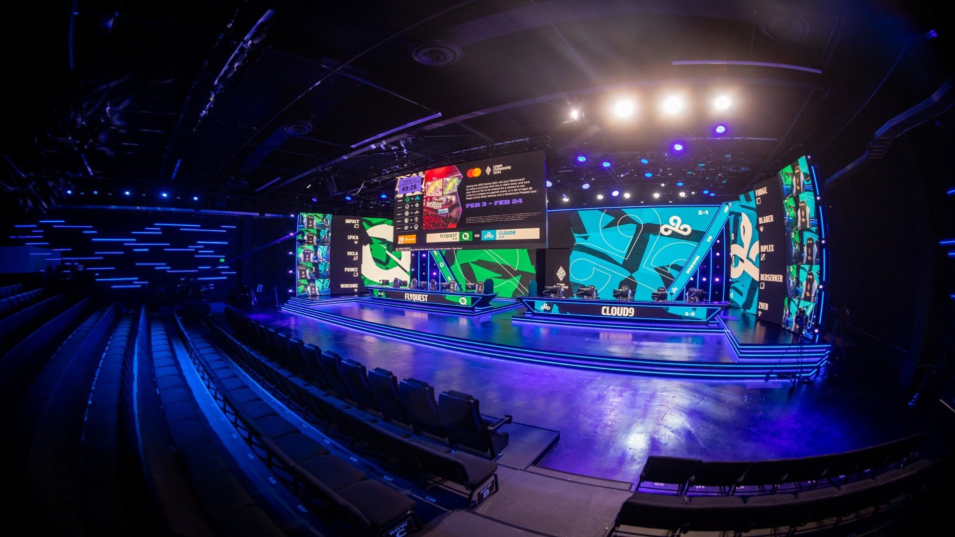 The 2023 LCS stage during the 2023 LCS Spring Split day four