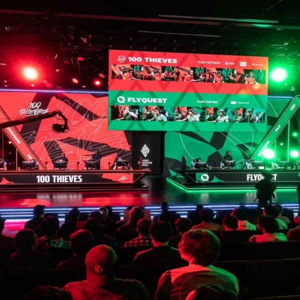 The LCS stage during the 2023 LCS Spring Split day six