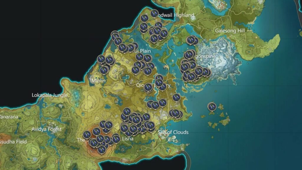 Genshin Impact - Violetgrass Locations on the map