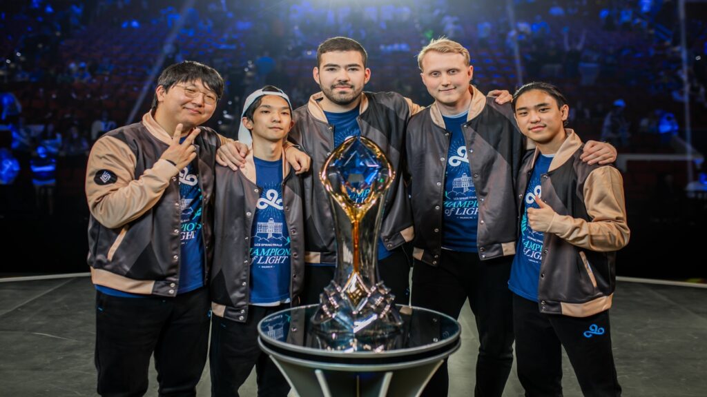 Cloud9 after winning the 2023 LCS Spring Finals