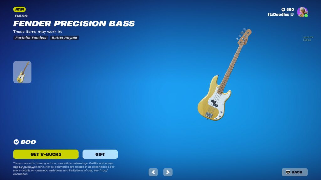 Fortnite Festival Fender Precision Bass Item Shop