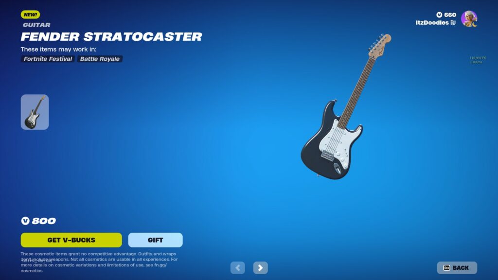 Fortnite Festival Fender Stratocaster Item Shop